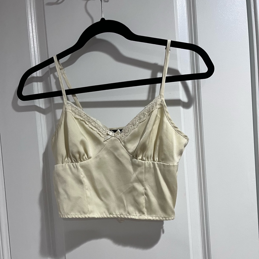 Yellow Lace Satin Top
